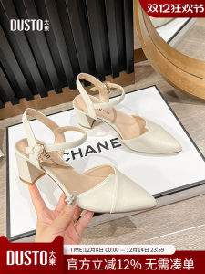 Dadong Slingback Sandals Womens Shoes 2024 Summer New Arrival Elegance High Heel Thick Heel Ankle-Strap Pointed Toe Pumps 3442