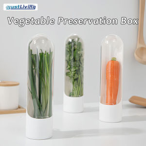 JustLiving 1Pc Vegetable Preservation Cup Herb Storage Container Asparagus Fresh Produce Keeper Containers for Fridge Organization Plastic Saver Pods Storage Produce Saver Mint Leaves Fresh Keeper