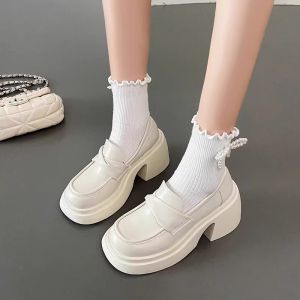 British Style Womens Flats Mary Janes Thick Bottom Slip-On Shoes Design Sensation Retro Spring Autumn New Arrival Fashionable Casual Footwear