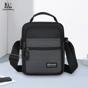 LouisWill กระเป๋าสะพายข้างกันน้ำกระเป๋าหิ้วกระเป๋าพาดลำตัวกระเป๋าคาดหน้าอกสายกระเป๋าคล้องไหล่ผู้ชายแฟชั่นกระเป๋าสะพายข้างความจุขนาดใหญ่กระเป๋าเสื้อยืดแบบเรียบง่าย