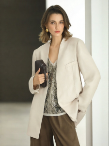 COCOBELLA | Elegant White Workwear Blazer with Scarf