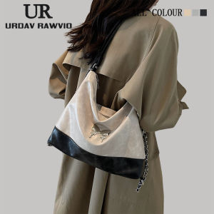 UR Tote Bag Womens Large Capacity Commuter Double Chain Shoulder Crossbody Bag Fashionable Single Shoulder Slant Bag