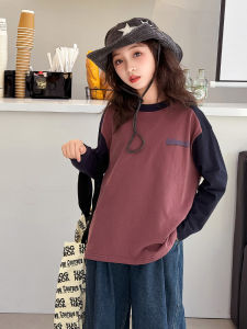 Trendy Cool Pure Cotton Long Sleeve Base Shirt Spring Autumn Kids Clothes Thin Layer Top for Girls Big Childrens Wear