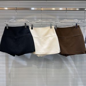 Pure Color A-Line Skirt Short Pants Anti-Light Walking Autumn New Style Small Fragrance Style Lady Elegant Half-length Skirt