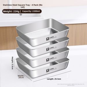 CHUANGSHUNFU | Stainless Steel Serving Tray With Cover For Food Preparation Fresh Storage