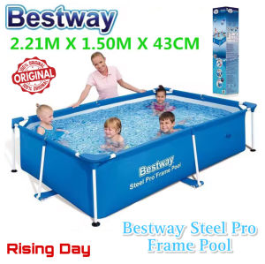 Bestway Steel Pro Frame Swimming Pool REctangular Folding Set 221*150*43cm / 259*170*61cm / 300*201*66cm / 400*211*81cm / Pool For Hot Summer Outdoors Family Size Large Pool