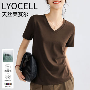 High-End European Style Lyocell Silk Womens T-Shirt Short Sleeve Summer New Arrival Thirteen Rows Quality Top