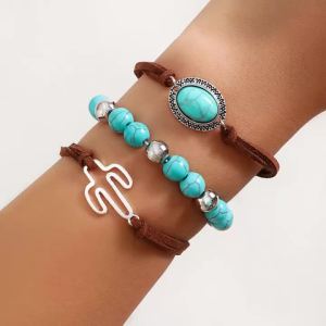 Ingemark | Ingemark 3Pcs/Set Vintage Resilient Beads Bracelet for Women Trend Creative Korean Velvet Adjustable Rope Chain 2026 New Jewelry