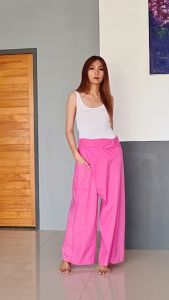 กางเกงเล กางเกงขาก๊วย กางเกงตังเก กางเกงเลผ้าฝ้าย กางเกงเลขายาว กางเกงเลสีชมพู กางเกงสะดอ Cotton Thai Fisherman Pants