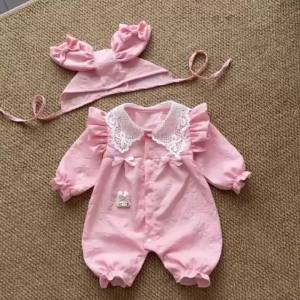 (3-12kg) Body Tai Thỏ Nơ Đũi Nilen Hồng NHÍM XÙ KIDS Cho Bé Gái Sơ Sinh Đầy Tháng Thôi Nôi Sinh Nhật Chất XÔ MUSLIN B018