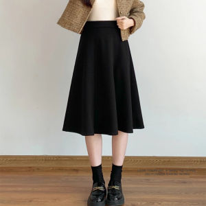 Short Womens Autumn Large Size Black Coffee Color Umbrella Skirt