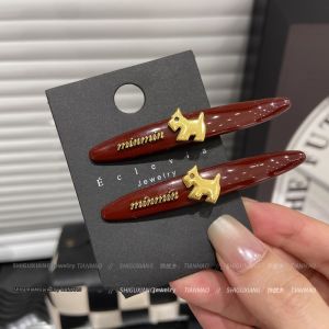 Autumn and Winter Red Dog Design Hair Clip