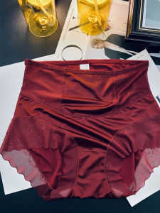 Silky Sensation Satin Mesh Lace mid High Waist Womens Underwear Autumn Winter New Style Comfortable Breathable Feminine Briefs
