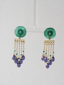 Ringside Skirt Chinese Style New Original Design Glass Earrings Floral Pattern Retro Female Fashion Jewelry Accessories