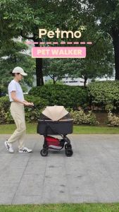 Petmo Pet Walker Stroller w/ Detachable Carrier Dogs Cats Lightweight Portable Foldable Travel Cart Cage Basket Trolley