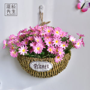Mr. Grocery JOJOs L. PD. Wall Hanging Wicker Basket Flower Pot Vine Weaving Basket Suspension Wall Home Decorations