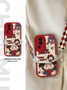 Cute Cartoon Silicone Phone Case Strap for OPPO Reno15/13/12/11/14Pro/7SE Womens Crossbody Neck Strap Protective Cover