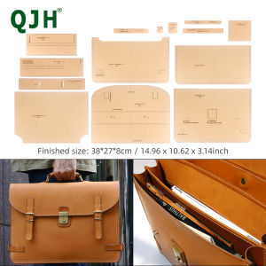QJH 1SET DIY Handmade Leather Goods Pattern Laser Cutting Leather Kraft Paper Template For Mens handbag Briefcase Bag Template
