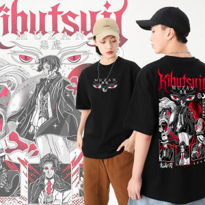 Bandai | Demon Slayer Anime Printed Short Sleeved T-shirt Bug Pillar Mens and Womens Short Sleeved Clothes Casual Loose