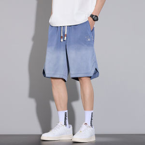 Miiow | Ice Sensation Mens Denim Shorts Summer New Loose Straight Leg Gradient Casual Five-Quarter Length Breathable Sportswear