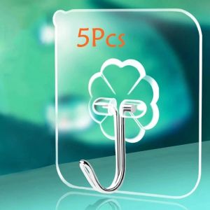 5/10/20 Chiếc Móc Dán Tường Trong Suốt Chịu Lực Cao Không Để Lại Vết Dùng Cho Phòng Tắm Nhà Bếp Móc Đa Năng