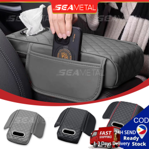 SEAMETAL Car Armrest Box Booster Cushion Thicken Tissue Holder Bag Memory Foam Arm Rest Cover Mat with Storage Pocket