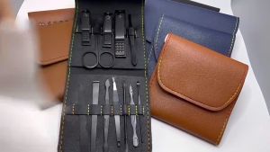 12 pcs Manicure Set Manicure Pedicure Set Professional Nail Clipper Kit Stainless Steel Nail Care Tools with Leather case Luxurious Travel Case
