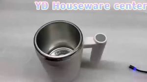 Rechargeable Auto Magnetic Coffee Mug for Home Office 380ml Self Stirring Mug with Stir Bar Stainless Steel Stirring Mug Self