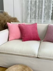 BUYNOW 1PC 4PCs/set Pink Corduroy Decor Couch Throw Pillow Covers Striped Cushion Cases Soft Boho Square Pillow Covers Home Sofa