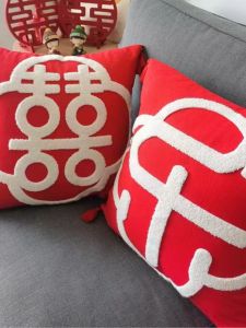 Wedding Decorative Plush Velvet Cushion Couple Names Square Living Room PP Cotton Filled Cotton Japanese Style Pillow Case