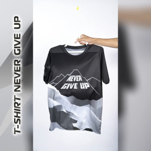 Áo thun thể thao chạy bộ nam nữ NEVER GIVE UP full màu - Co giãn 4 chiều mềm mại và thoáng khí