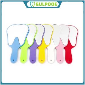 GULPOOE 1Pcs Dental Mouth Examination Mirror with Handle Cute Tooth Shaped Mirror Unbreakable Patient Hand Mirror Dentistry Gift
