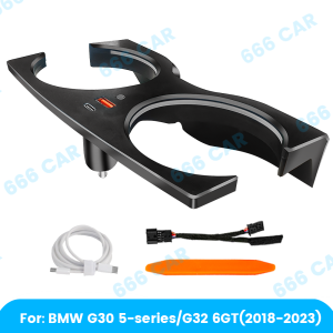 LED Cup Holder Light For BMW 2018-2023 5 Series G30 G32 6GT Compatible With 11 Color Ambient Light Car Interior Decorative Light