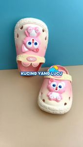 KUMADA Sandal lubang anak-anak EVA untuk pakaian luar ruangan sol tebal mata besar pola lucu DIY