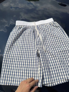 Quần Short Vải Bong Bóng Kẻ Sọc Xanh Cho Nam Mùa Hè Nhanh Khô Chống Nắng Quần Dài Năm Inch Phong Cách Mỹ Bãi Biển Thường Ngày