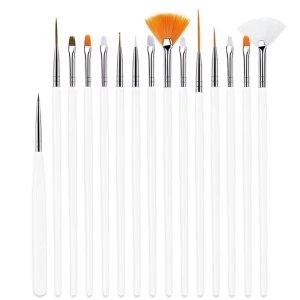 Lulaa | 15/20Pcs Fine Detail Paint Brush Set Acrylic UV Gel Drawing Dotting Manicure Nail Art Design Tools Makeup Accessorie Gel Brush