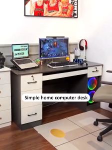 【LUUO+COD+Ready Stock】Computer Table Office Table Black Study Table Modern Work Desk With Drawers（120*64*70cm)