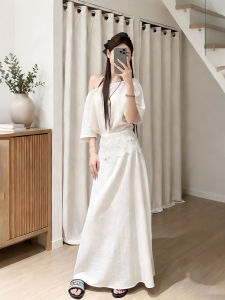 XUECAIQI | Korean Style Off-shoulder Top Slim Lace Skirt Set