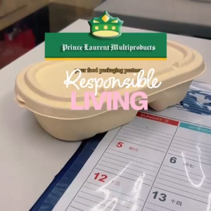 [50 pcs] bagasse 2D oval 850ml container with lid compostable biodegradable take away box
