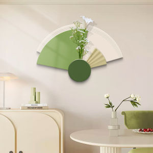 2024 New Creamy Style Creative Fan Shape Floral Restaurant Decoration Painting Modern Minimalist Dining Hall Background Wall Art