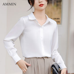 เสื้อเชิ๊ตผ้าชีฟองสำหรับเดินทางเสื้อเบลาส์แฟชั่นคอปกเสื้อเชิ้ตสีเขียวล้วนทันสมัยสำหรับฤดูใบไม้ร่วง2023