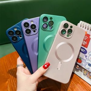 For IPhone 15 14 11 13 12 Pro Max 15 14 Plus Luxury Magsafe Lens Protection Soft Silicone Wireless Charging Phone Cover