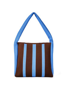 Large Capacity Striped Tote Bag Womens Fashion Trend Shoulder Bag Commuter New 2024 Star Qian Soft Handle Magnetic Buckle