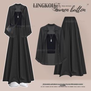 NUMEN BUTTON | Loose and Slimming Large Size Summer Set 3 Pieces