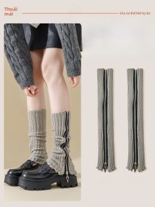 JINGCHI | Tất ống nữ mùa đông ấm áp có khóa kéo Thiết kế thon gọn Tất ống đi bộ tuyết Y2K Hot Girl Quần legging ấm áp