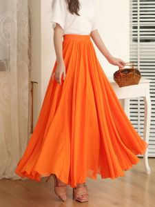 Spinning Flowy Chiffon Half-skirt Medium Length