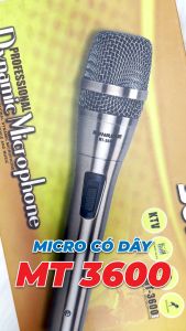 Micro karaoke có dây chính hãng SUNRISE MT 3600 hát nhẹ hút giọng mic kèm dây zin dài 5m chống gãy bền bỉ