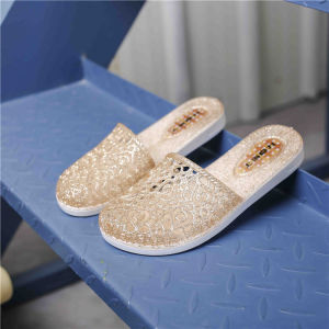 Shanghai Jilishi Womens Sandals Slip-On Breathable Crystal Head Cover Slippers Summer Korean Style Hollow out Beach Shoes Anti-Slip Soft Bottom