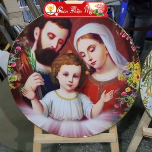 Tranh Tráng Gương Pha Lê Tròn CHÂN THIỆN MỸ Tranh Công Giáo Treo Tường Chúa GiêSu TG-T1-2064