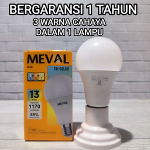 MEVAL LAMPU LED BULB TRI-COLOR 13W 13 WATT TRICOLOUR SNI GARANSI 1 TAHUN BAGUS KUALITAS TERJAMIN